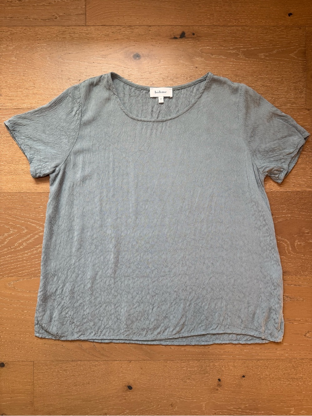 bohme Dusty Blue Short Sleeve Scoop Neck Top